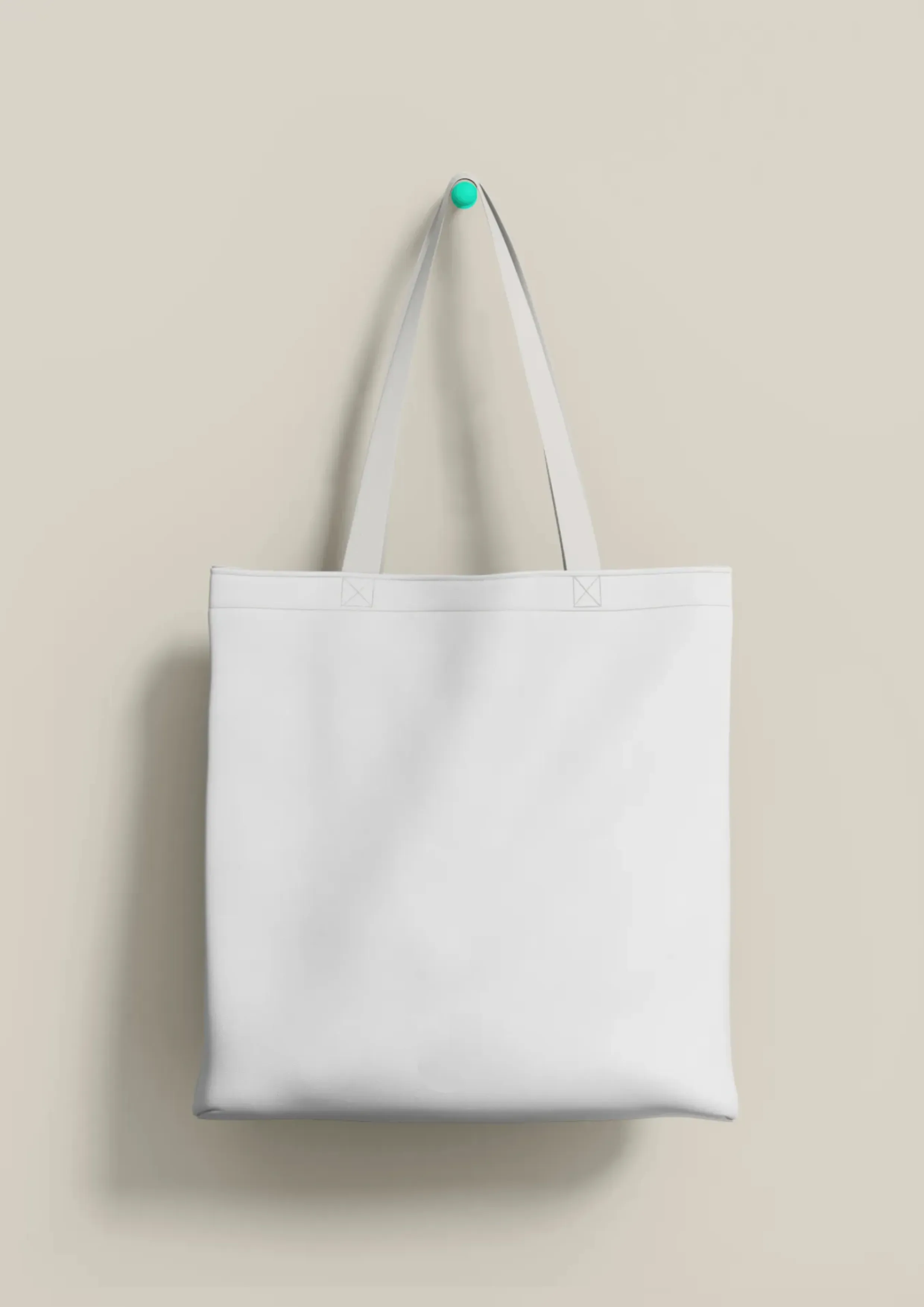 Bolsa de tela (tote bag) de color blanco sin personalizar.