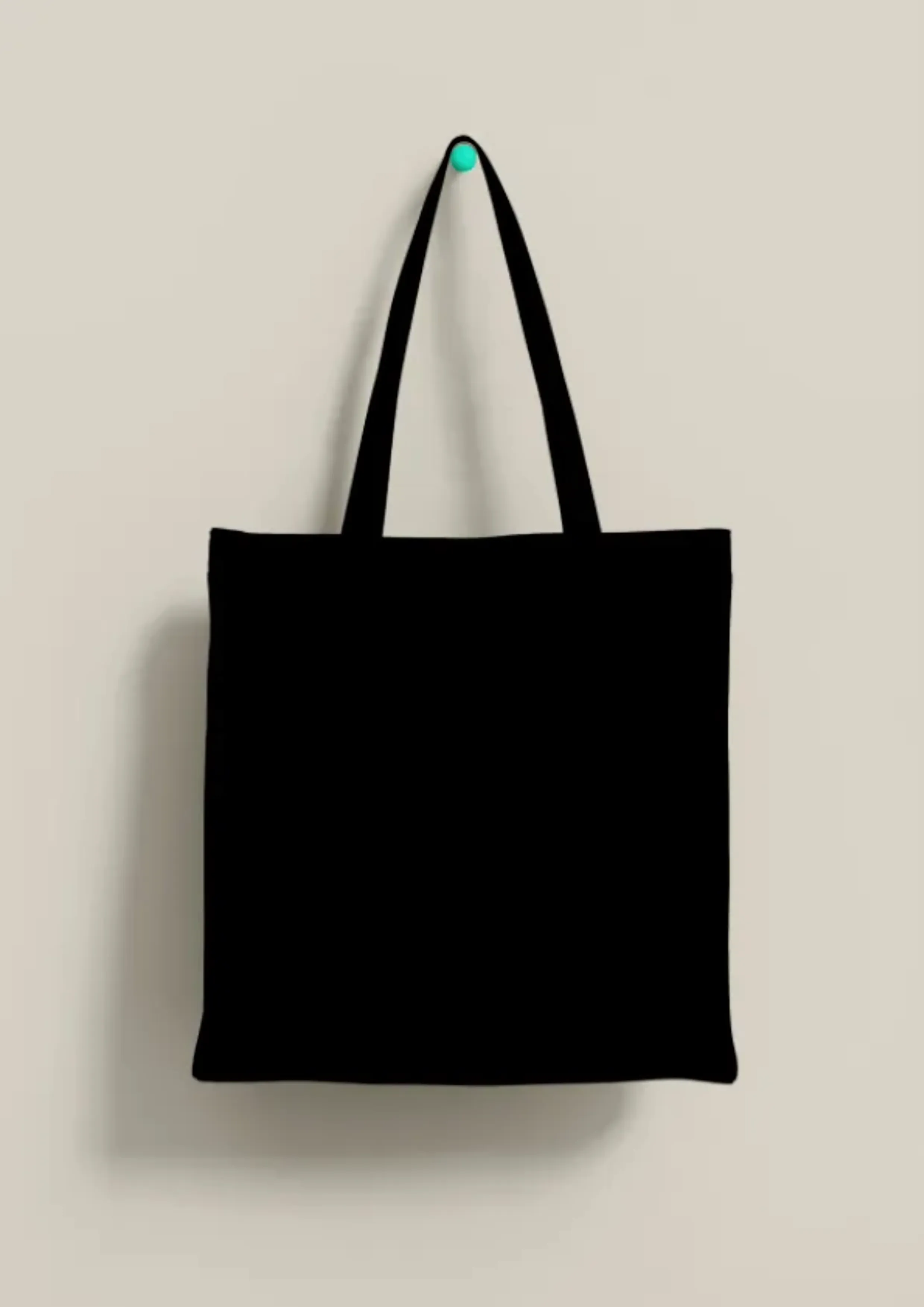 Bolsa de tela (tote bag) de color negro sin personalizar.